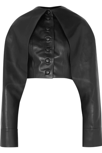 Shop Aleksandre Akhalkatsishvili Cape-effect Faux Leather Jacket