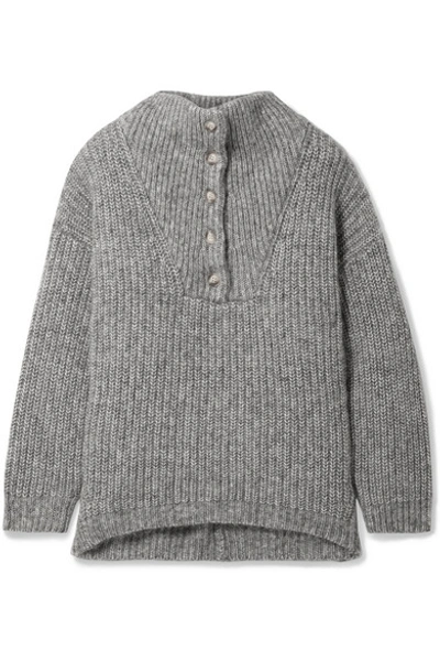 Shop Hatch The Jo Ribbed Cotton And Alpaca-blend Sweater In Gray