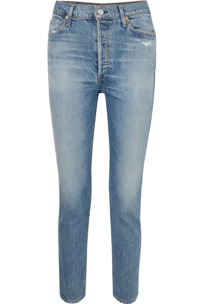 Shop Citizens Of Humanity Olivia High-rise Slim-leg Jeans In Light Denim