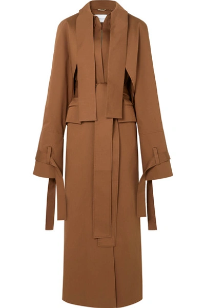 Shop Aleksandre Akhalkatsishvili Draped Gabardine Trench Coat In Brown