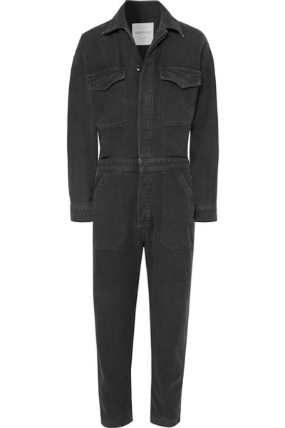 Shop Citizens Of Humanity Marta Cropped Denim Jumpsuit In Black