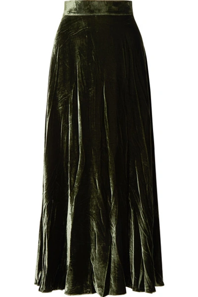 Shop Aross Girl X Soler Alex Velvet Maxi Skirt In Forest Green