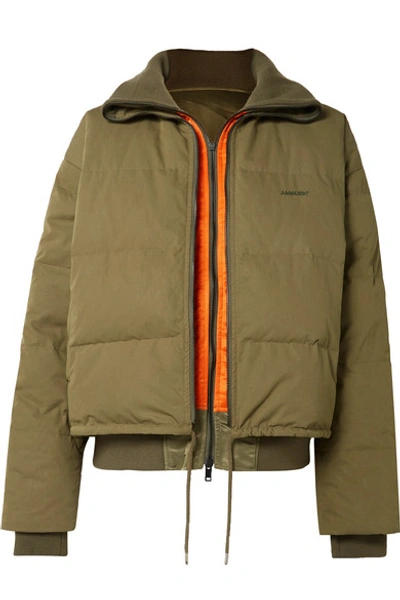 Reversible Padded Shell Down Jacket In Army Green