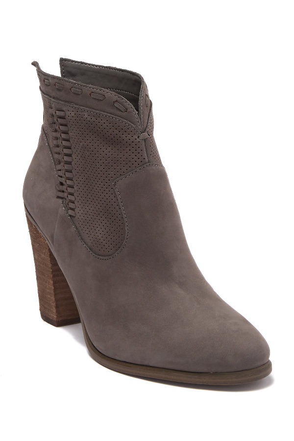 grey block heel booties
