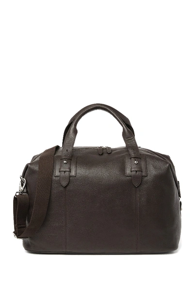 Shop Cole Haan Leather Duffel Bag In Chocolate