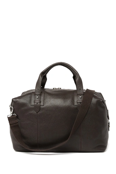 Shop Cole Haan Leather Duffel Bag In Chocolate