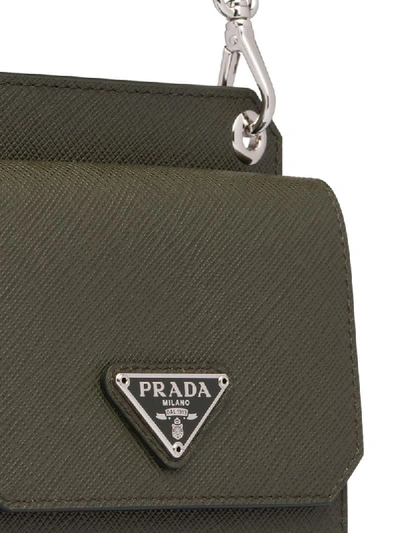 Shop Prada Logo Patch Phone Bag In Green