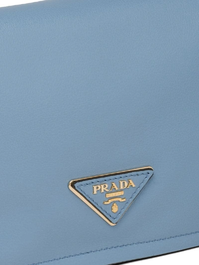 Shop Prada Medium Triangle-patch Shoulder Bag In Blue