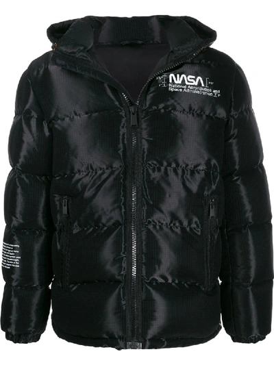 Shop Heron Preston Nasa Zipped Down Jacket In Black