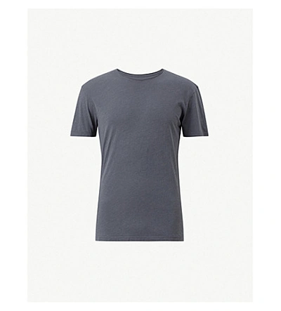 Shop Allsaints Figure Crewneck Cotton-jersey T-shirt In Granite Blue