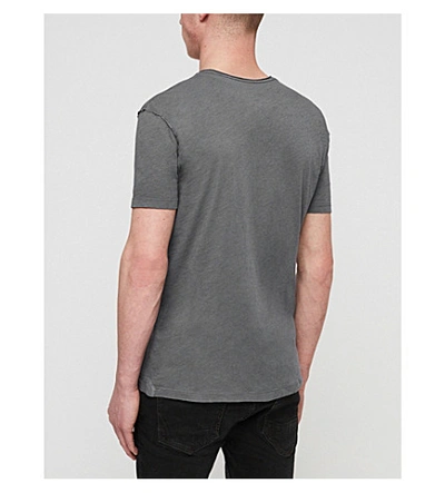 Shop Allsaints Figure Crewneck Cotton-jersey T-shirt In Slate Grey