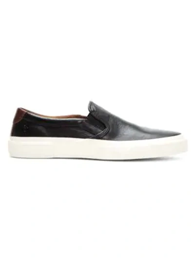 Shop Frye Ludlow Slip-on Leather Sneakers In Black White