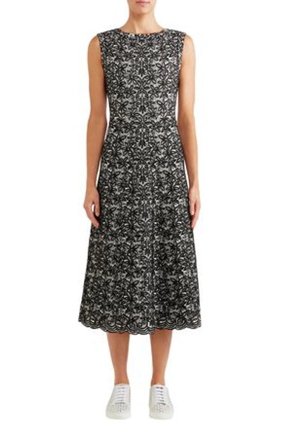 Shop Alaïa Woman Wool-blend Jacquard Midi Dress Black