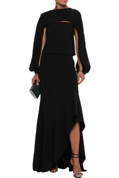 Shop Tom Ford Woman Cape-effect Silk-blend Crepe Gown Black