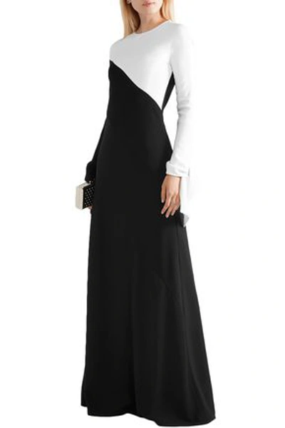 Shop Carolina Herrera Two-tone Crepe Gown In Black