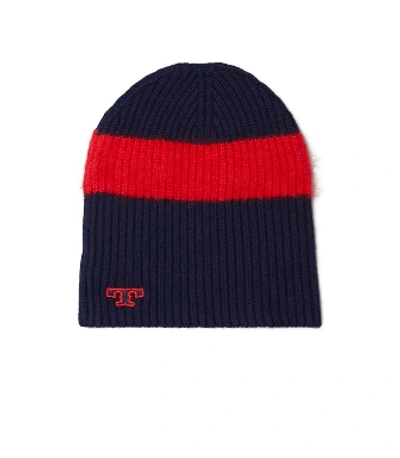 Shop Tory Burch Striped Ski Beanie In Tory Navy/red