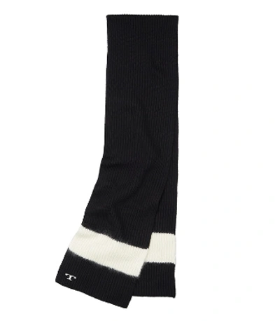 Shop Tory Burch Striped Ski Scarf In Black