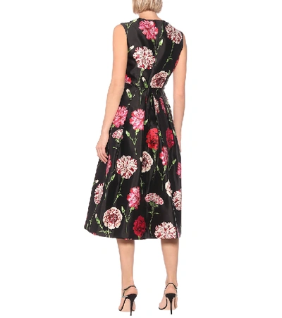 Shop Dolce & Gabbana Floral Silk Midi Dress In Black
