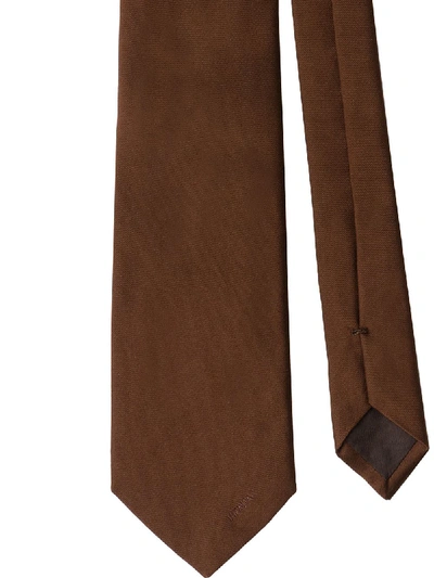 Shop Prada Satin Tie In Brown