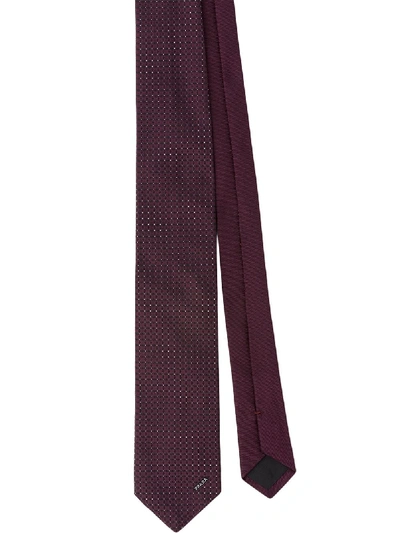 Shop Prada Micro-print Tie In Red