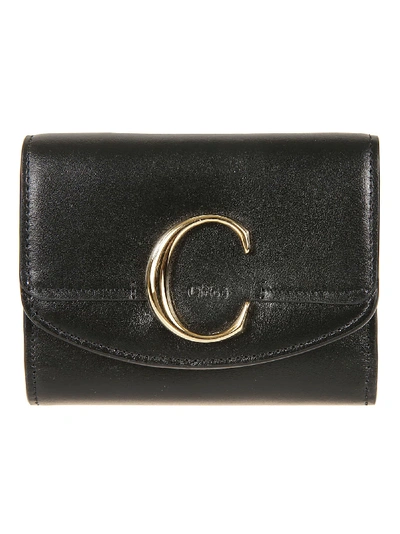 Shop Chloé Small Tri-fold Wallet In Black