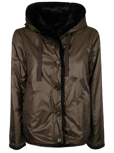 Shop Aspesi Hooded Buttoned Jacket In Militare