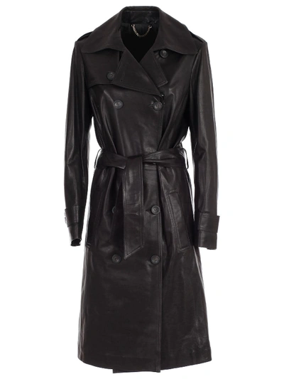 Shop Arma Trench Leather In Black