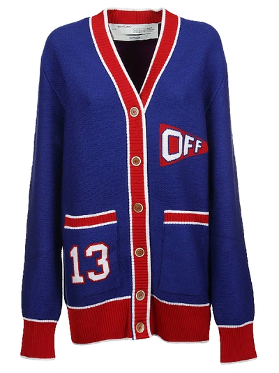 Shop Off-white Cardigan Flag In Blue Red