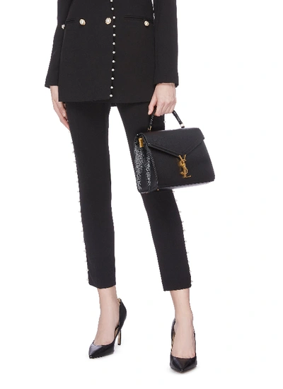 Shop Saint Laurent 'cassandra' Leather Top Handle Bag In Black