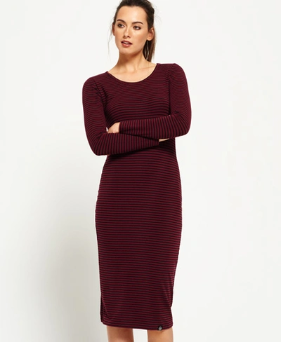 Shop Superdry Midi Long Sleeve Dress In Red