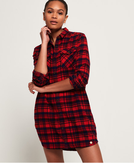 red check shirt dress