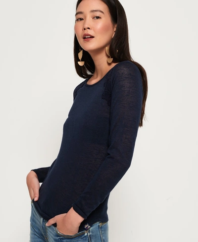 Shop Superdry Seanna Lace Top In Navy