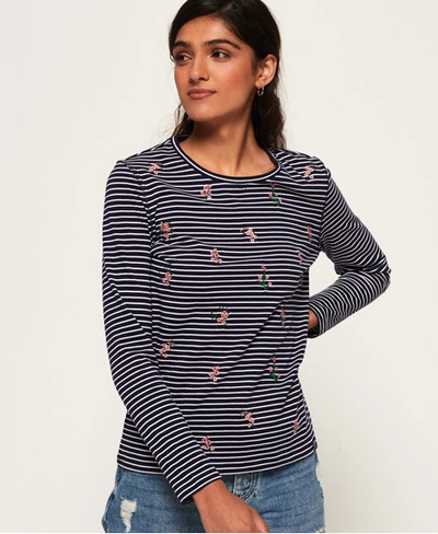 Shop Superdry Fargo Embroidery Top In Navy