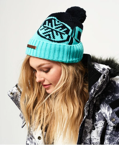 Shop Superdry Snow Logo Mütze In Turquoise