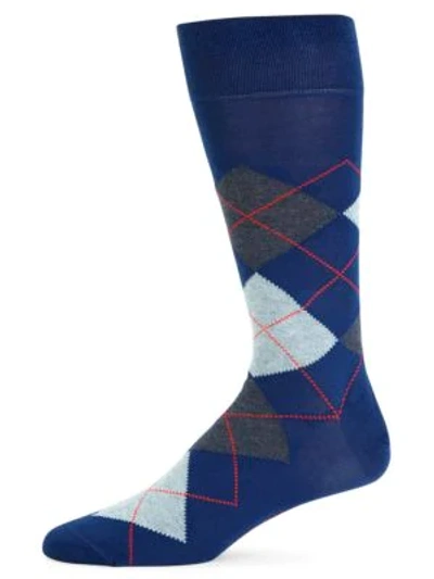Shop Marcoliani Men's Argyle Crew Socks In Royal Blue