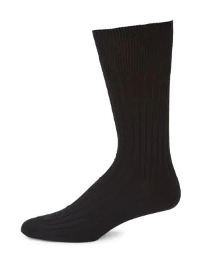 Shop Marcoliani Men's Ribbed Modal-blend Socks In Black