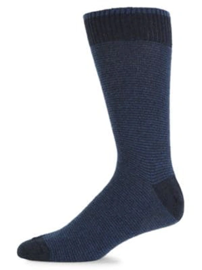 Shop Marcoliani Microstripe Cashmere Socks In Navy