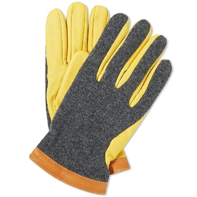 Shop Hestra Deerskin Wool Tricot Glove In Yellow