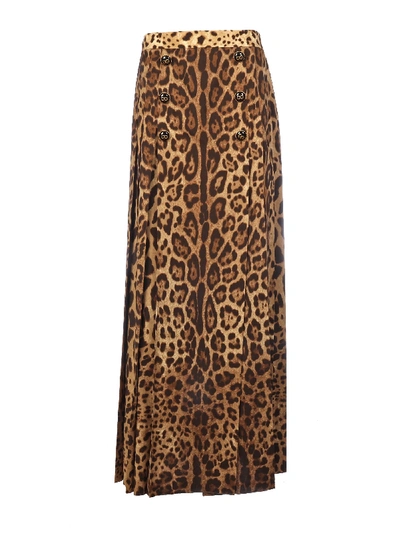 Shop Dolce & Gabbana Long Leo New Natural Skirt In M Leo New