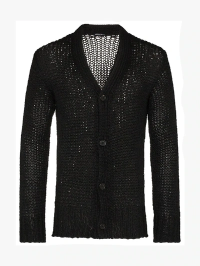 Shop Ann Demeulemeester Knitted Wool Cardigan In Black