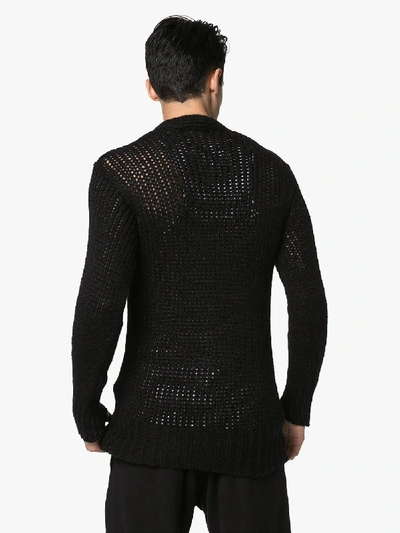 Shop Ann Demeulemeester Knitted Wool Cardigan In Black