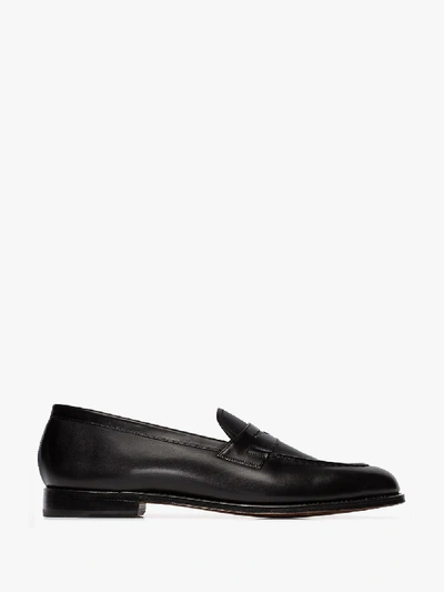 Shop Grenson Black Lloyd Leather Loafers