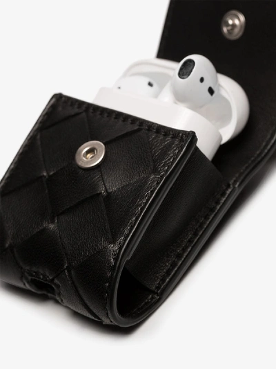 Shop Bottega Veneta Black Leather Air Pod Case Necklace