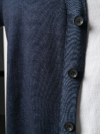 Shop Altea Contrast Trim Cardigan In Blue
