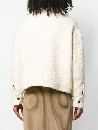 Shop Ami Alexandre Mattiussi Zipped Jacket With Shearling Collar In White