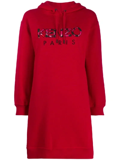 Shop Kenzo Paris Peony Sweatshirt Dress In Red