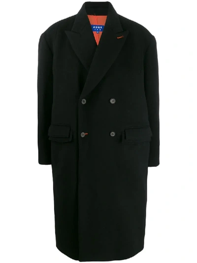 Shop Ader Error Long Boxy Fit Coat In Black