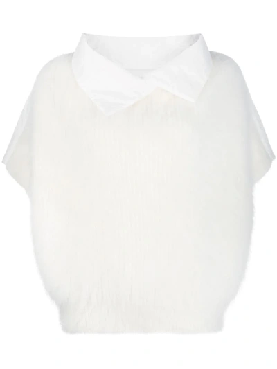 Shop Fabiana Filippi Fluffy Knit Top In White