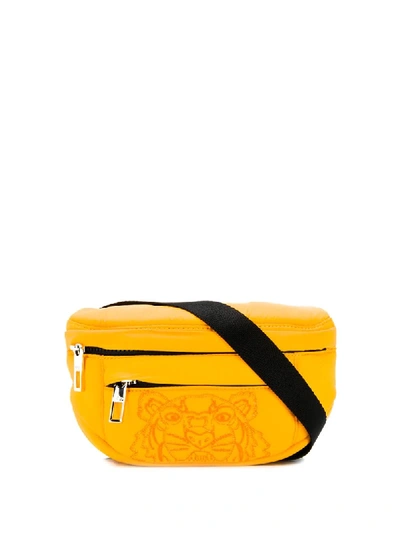 Shop Kenzo Mini Embroidered Tiger Belt Bag In Yellow