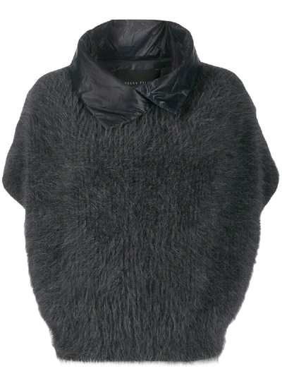 Shop Fabiana Filippi Fluffy Knit Top In Grey